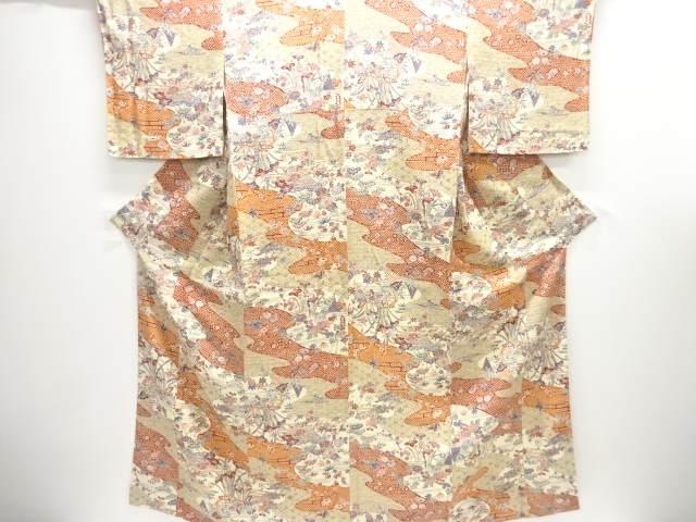 JAPANESE KIMONO / KOMON / SILK / FLOWERS & BIRDS & CLASSICAL PATTERN